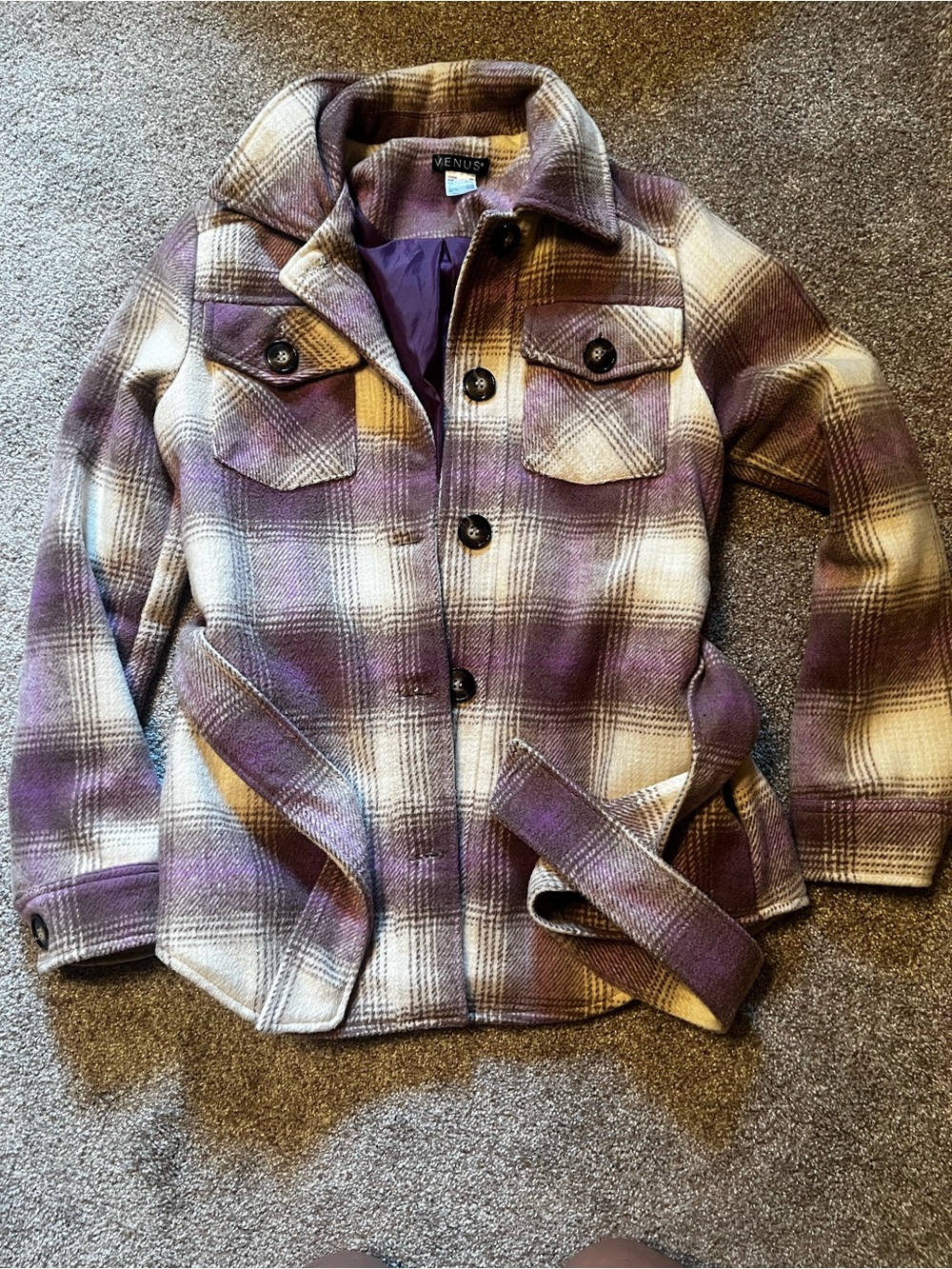 Venus Purple Plaid Button-Up Jacket